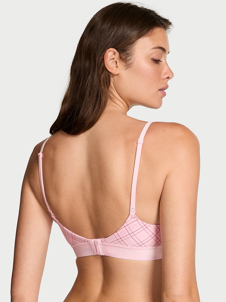 Victoria's Secret, The T-shirt Perfect Shape Ultra-Fine Modal Push-Up Bra, Pink Plaid, onModelBack, 2 of 4 Kennidy is 5'11" or 180cm and wears 34B or Small