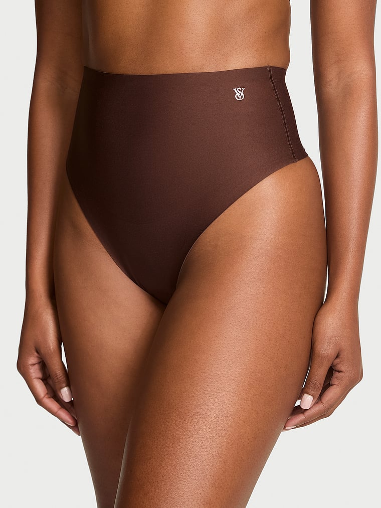 Victoria's Secret, Victoria's Secret Shapewear by Victoria InvisibleSculpting™ Thong Panty, Ganache, onModelFront, 1 of 3