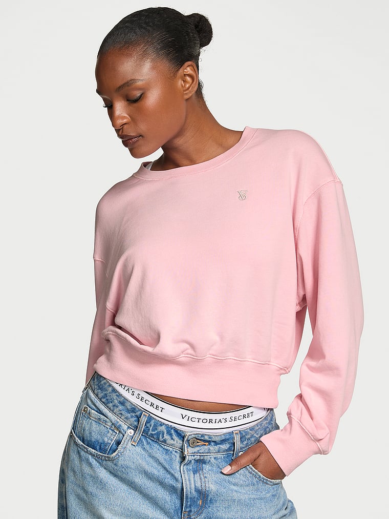 Obsessed Terry Crop Crewneck Sweatshirt