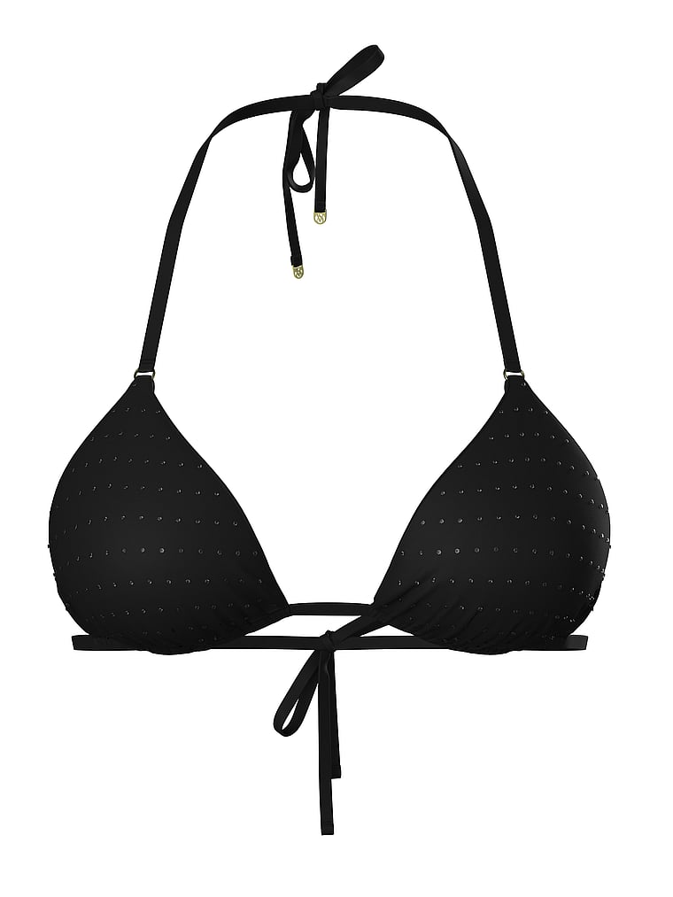 Victoria's Secret, Victoria's Secret Swim Diamanté Triangle Bikini Top, offModelFront, 3 of 4