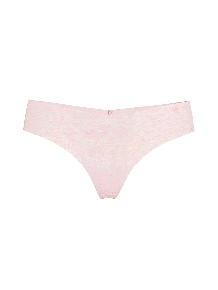 Victoria's Secret, No-Show No-Show Stripe Mesh Thong Panty, Heather Pink Petal, offModelFront, 3 of 3