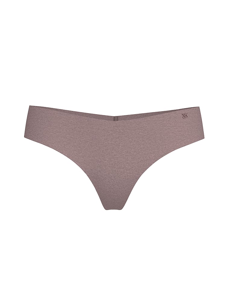 Victoria's Secret, No-Show No-Show Lace Thong Panty, Heather Cocoa Blush, offModelFront, 3 of 3