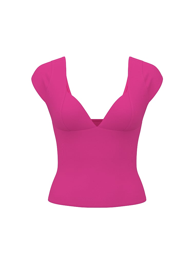 PINK Base Stretch Bustier Top, Pink fire, offModelFront, 4 of 4