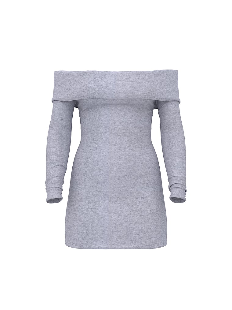 Pink All-Day Soft Rib Off-The-Shoulder Mini Dress - Beige