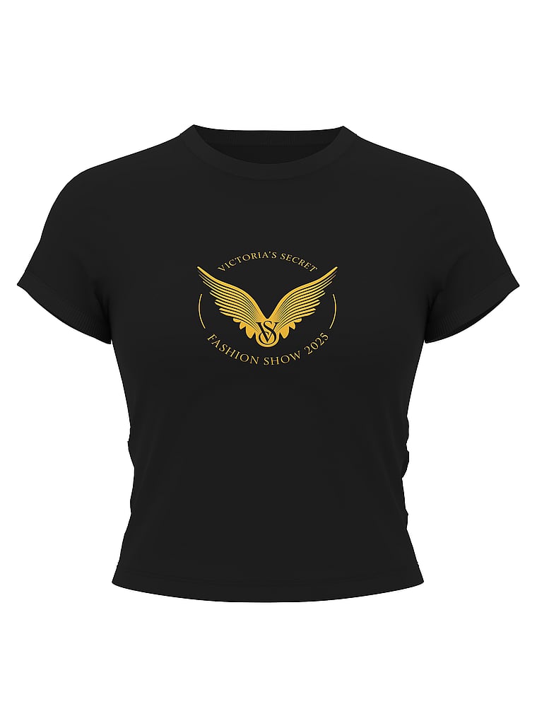 Victoria's Secret, Angel Essentials Stretch Cotton Fitted Tee, Pure Black, offModelBack, 4 of 4