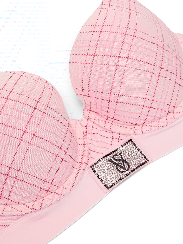 Victoria's Secret, The T-shirt Perfect Shape Ultra-Fine Modal Push-Up Bra, Pink Plaid, detail, 4 of 4