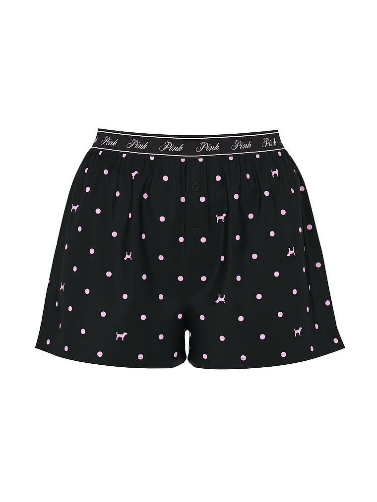 PINK Silky Sleep Boxy Pajama Shorts, Print, offModelFront, 3 of 3