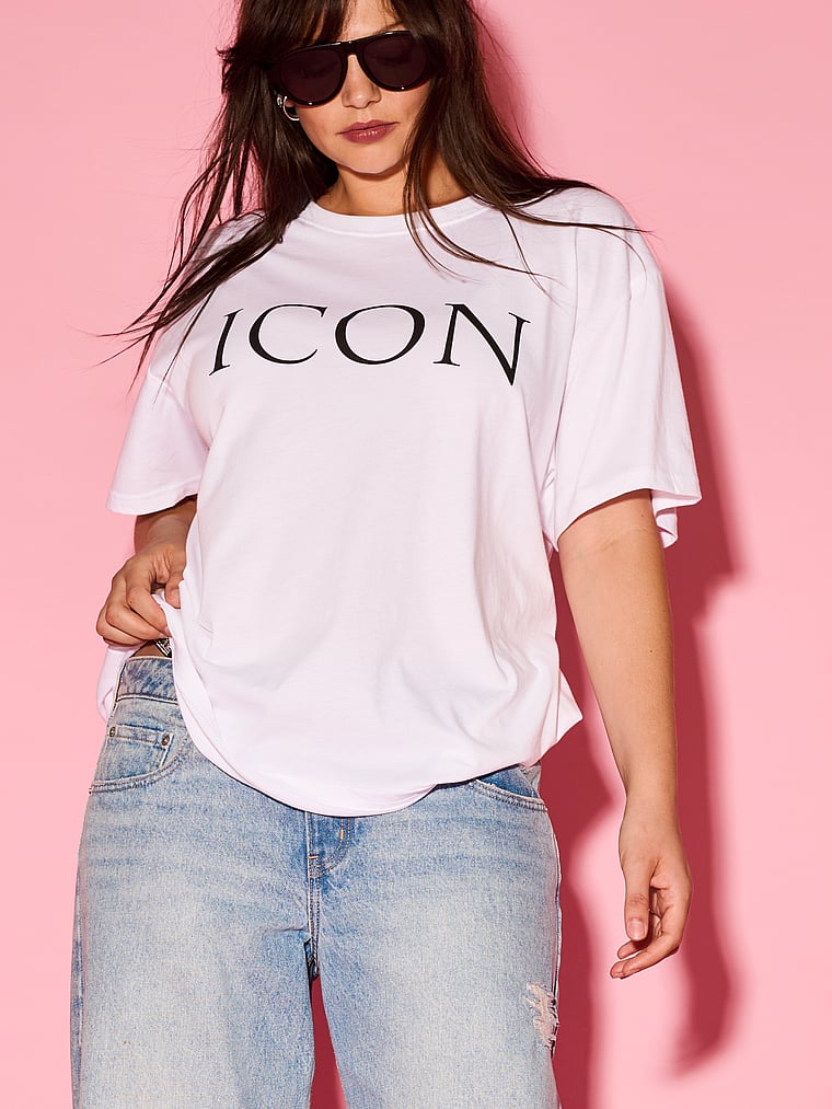 Victoria's Secret, Angel Essentials Cotton Oversized Tee, White Icon, featured, 1 of 5