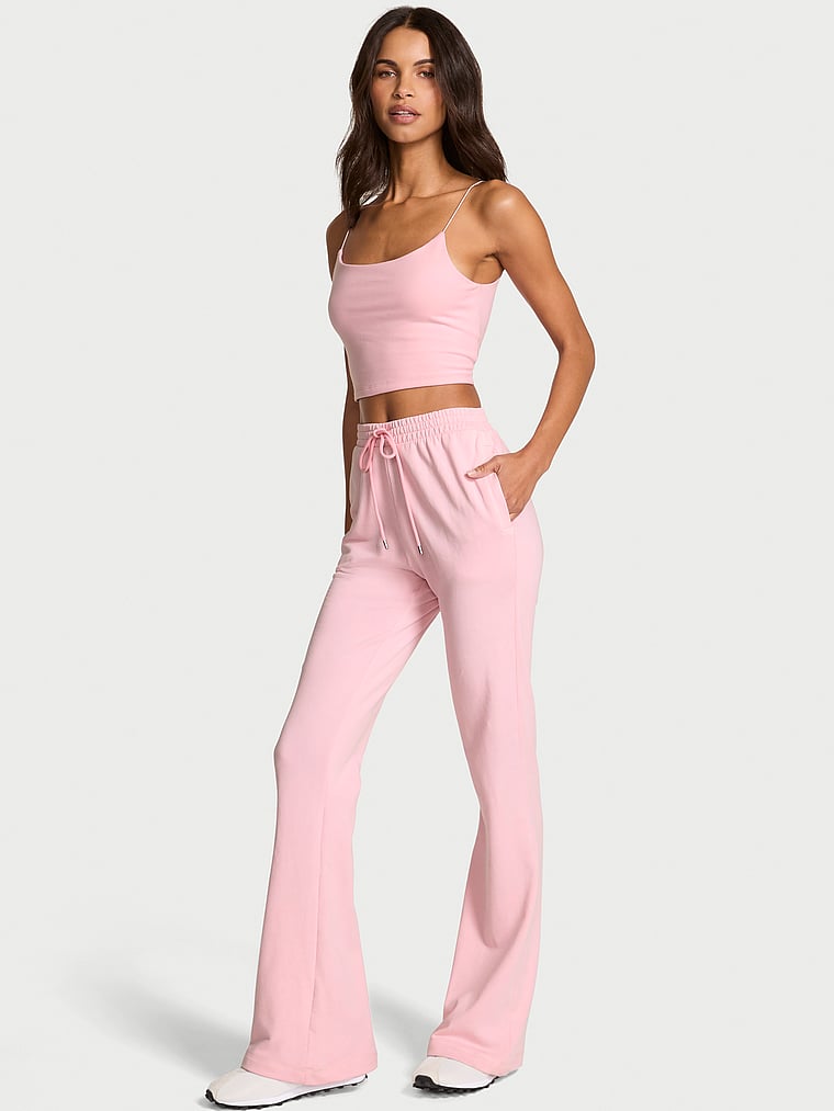 Victoria's Secret, Angel Essentials Favorite Terry Flare Sweatpant, Pretty Blossom, onModelSide, 2 of 4 Daiane is 5'11" and wears Small