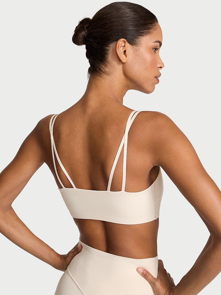 Victoria's Secret, VSX VSX Elevate™ Diamanté Flex Square-Neck Sports Bra, Swan Diamanté, onModelBack, 2 of 5 Daiane is 5'11" or 180cm and wears 34B or Small