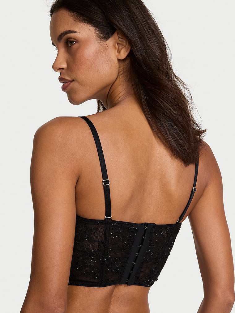 Rose Lace Shimmer Strapless Corset Top