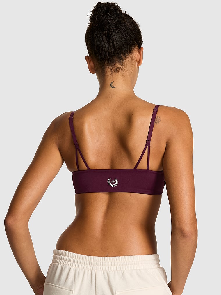 PINK Relay Square-Neck Sports Bra, Wild Rose, onModelBack, 2 of 3 Vanessa is 5'10" and wears 32B or Small