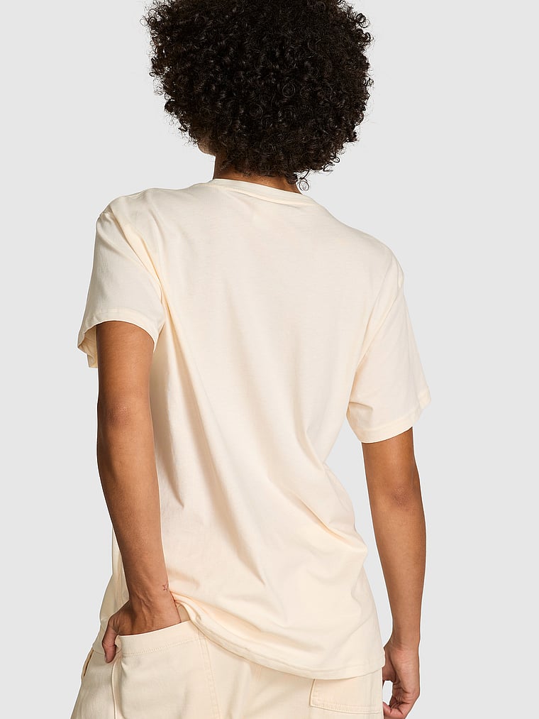 PINK Campus Cotton Tee, Winter White Pretty In Pink, detail, 4 of 4