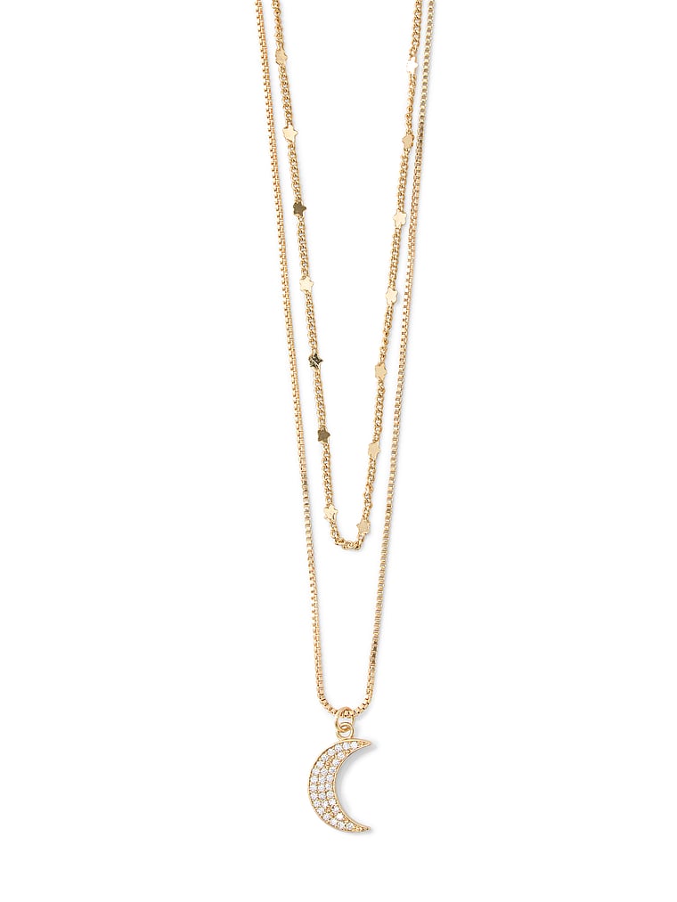 Crescent Moon Charm Necklace Set