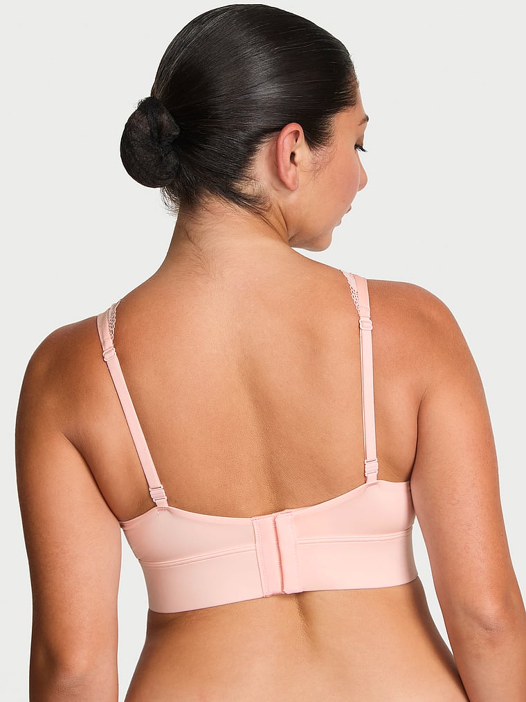 Victoria's Secret, Body by Victoria Mastectomy Lace-Trim Plunge Bralette, Purest Pink, onModelBack, 2 of 3