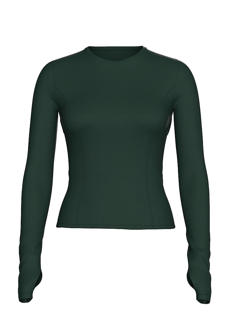 Victoria's Secret, VSX VSX Essential Long-Sleeve Cut-Out Top, Cilantro, offModelFront, 4 of 4