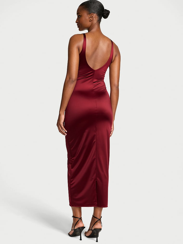 Victoria's Secret, Victoria's Secret SoSleek™ Maxi Slip Dress, Red, onModelBack, 2 of 3 Tsheca is 5'9" and wears 34B or Small
