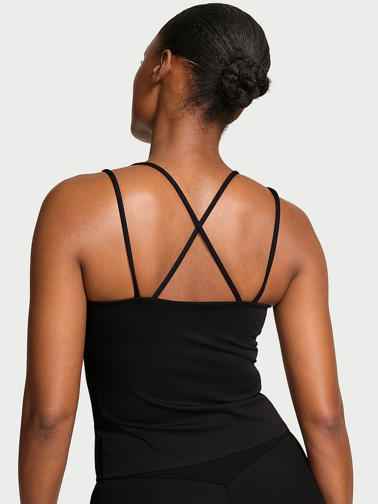Victoria's Secret, VSX VSX Elevate™ Backstage Strappy Tank Top, Black, onModelBack, 2 of 4