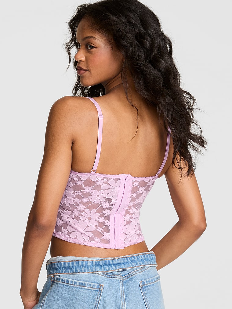 PINK Wink WINK Lightly Lined Balconette Corset Top, Hushed Lilac, onModelBack, 2 of 4 Jordan is 5'9" and wears 34B or Small