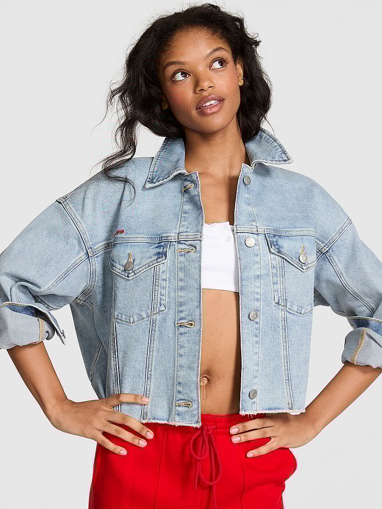 Denim by PINK Frayed Cutoff Trucker Jacket