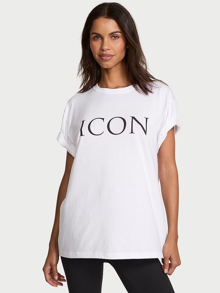 Victoria's Secret, Angel Essentials Cotton Oversized Tee, White Icon, onModelBack, 3 of 5