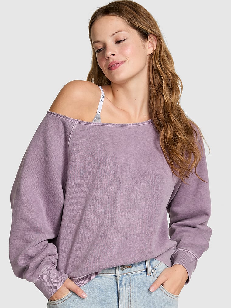 Ivy Fleece Off-The-Shoulder Sweatshirt
