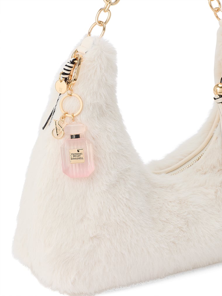 Faux Fur Pom Bag Charm Keychain