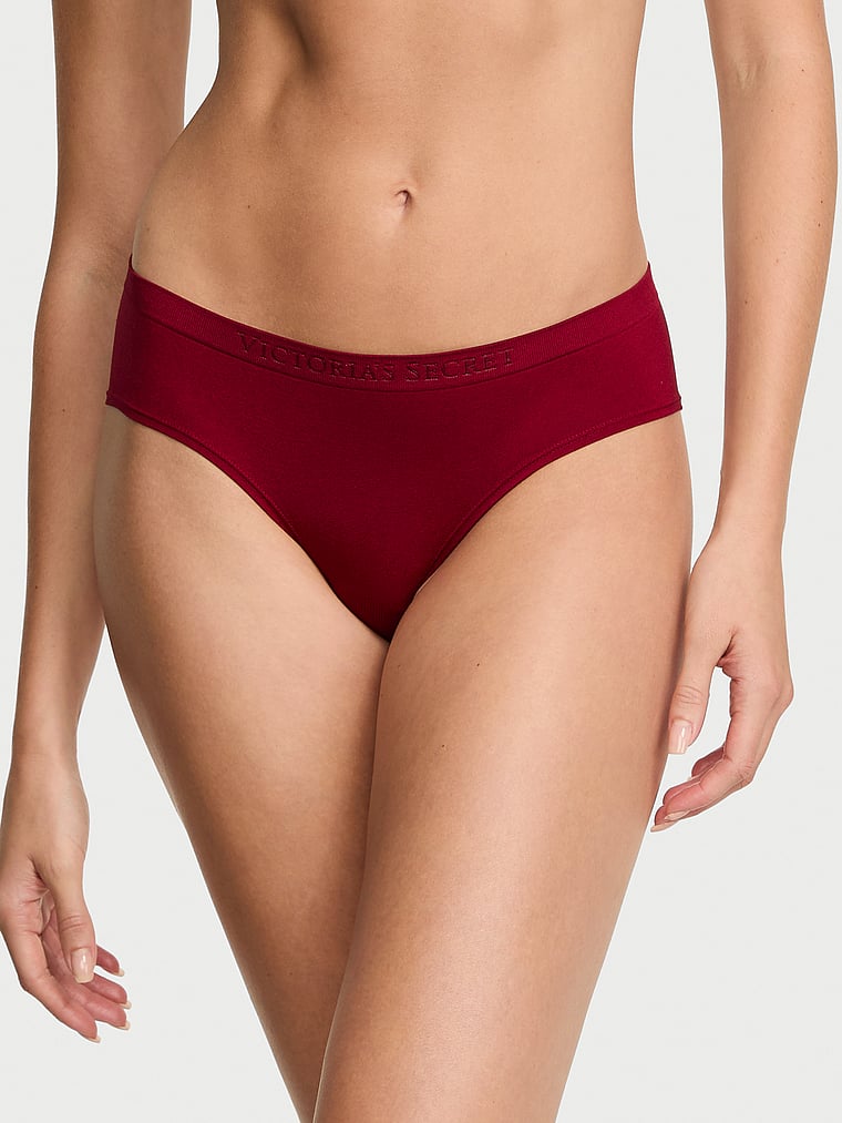 Victoria's Secret, Seamless Seamless Shine Hiphugger Panty, Red Lacquer, onModelFront, 1 of 4 Kennidy is 5'11" and wears Small
