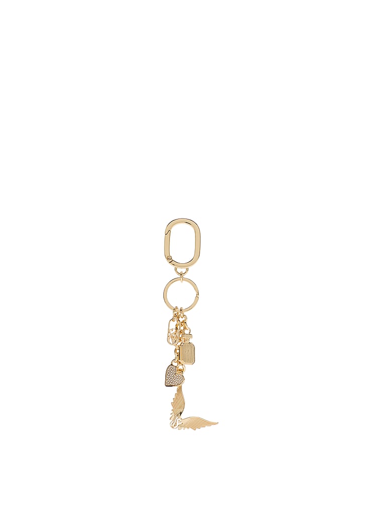 Victoria's Secret, Victoria's Secret Angel Wings Bag Charm Keychain, Gold Heritage Charm, onModelFront, 1 of 2