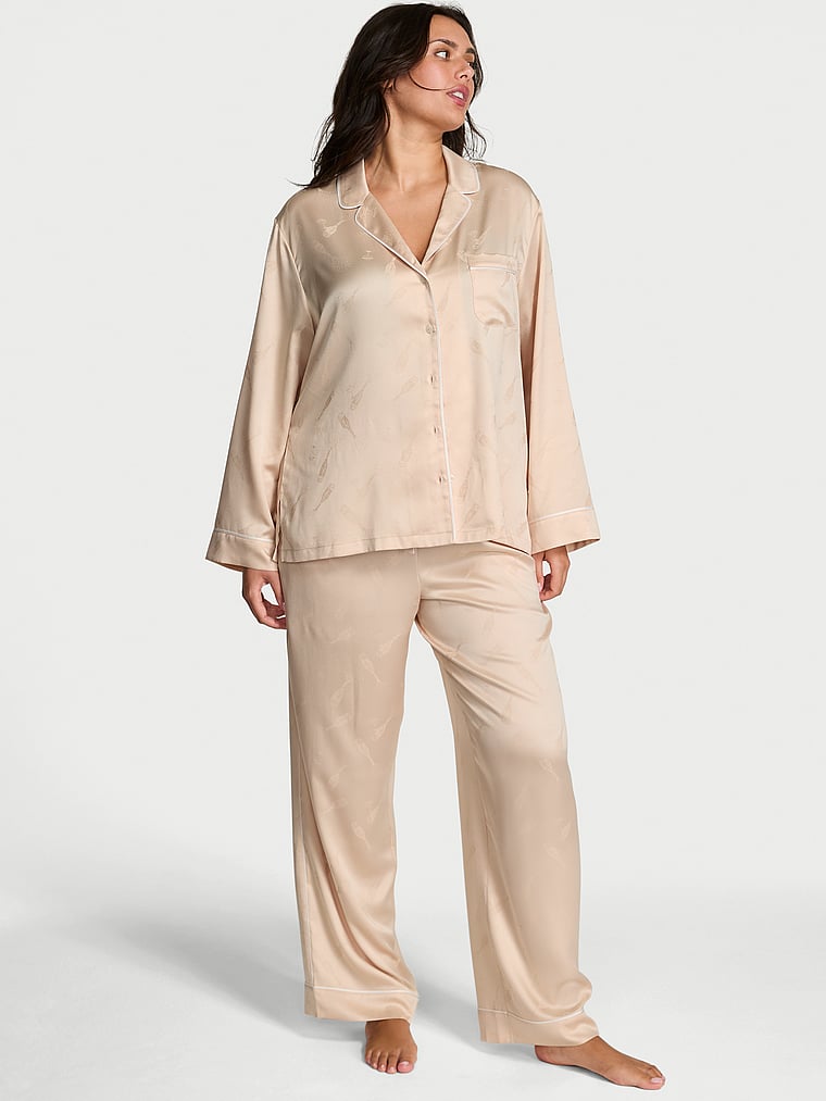 Glazed Satin Long Pajama Set