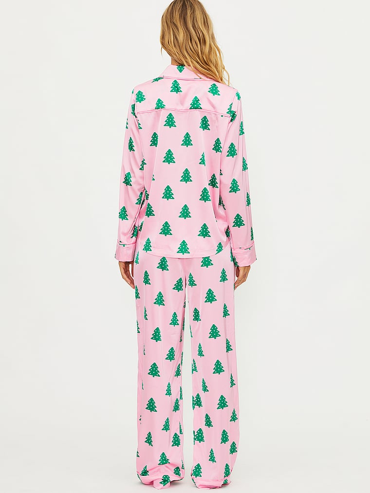 Victoria's Secret, Beach Riot Livy Top & Connie Pants PJ Set, Pink Christmas, onModelBack, 2 of 3