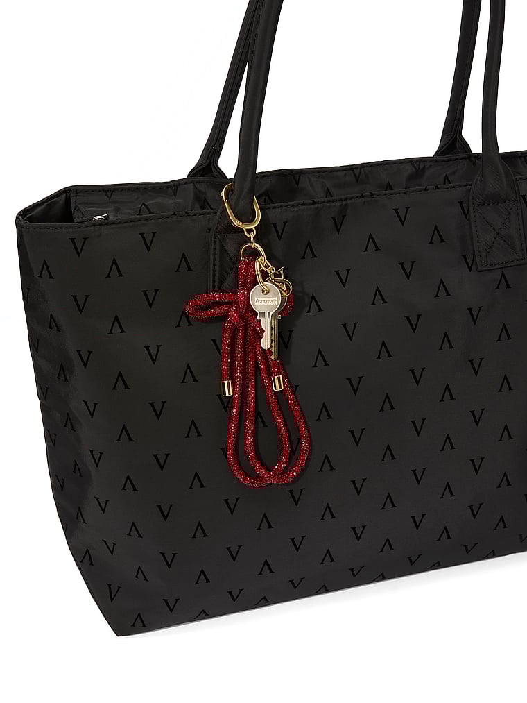 Victoria's Secret, Victoria's Secret Knotted Shine Wristlet Strap Keychain, Red Lacquer, onModelBack, 2 of 3