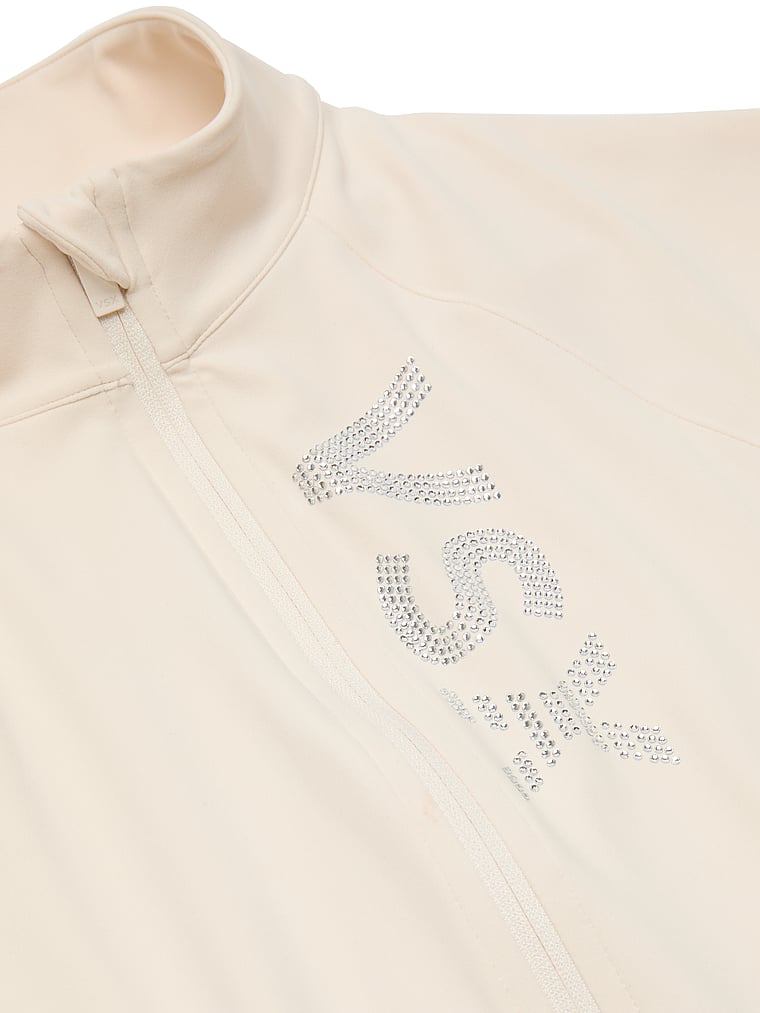 Victoria's Secret, VSX VSX Elevate™ Diamanté Flex Full-Zip Jacket, Swan Diamanté, detail, 4 of 5