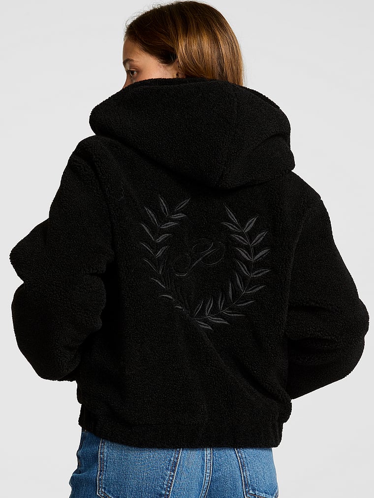 Plush Teddy Hooded Bomber Jacket