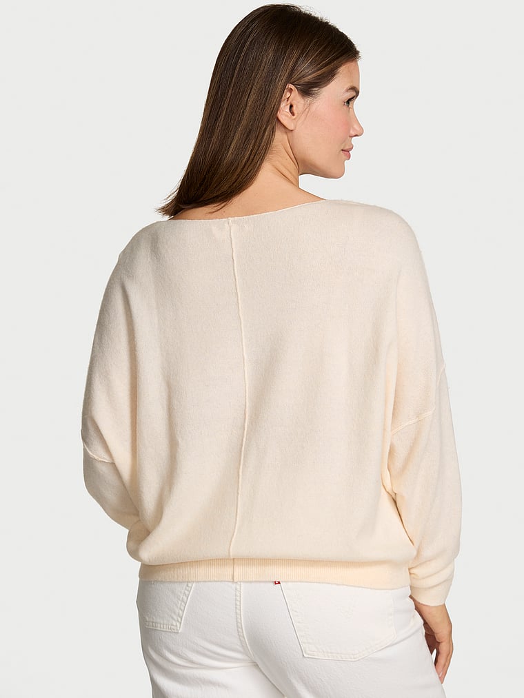 Victoria's Secret, Victoria's Secret Knit Boatneck Sweater, Candlelight, onModelBack, 3 of 3