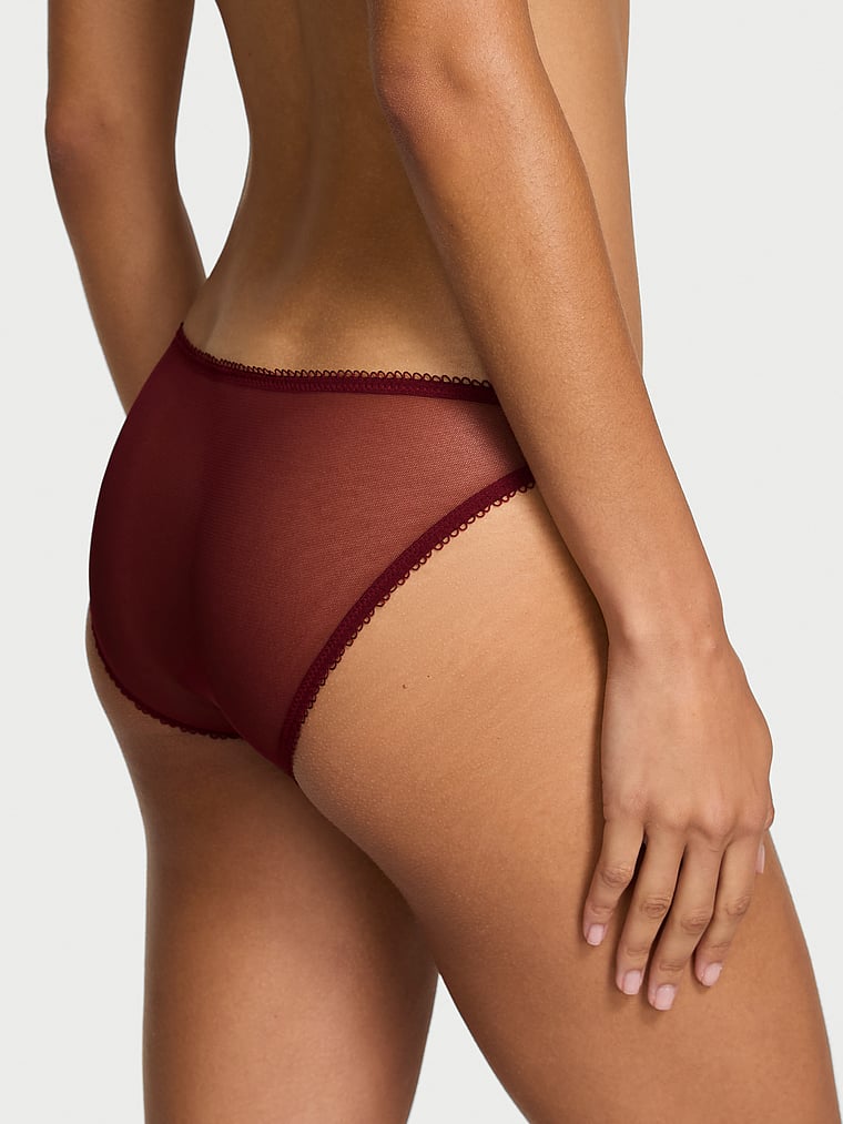 Victoria's Secret, Dream Angels Lace-Trim Bikini Panty, Sangria Red, onModelBack, 2 of 2