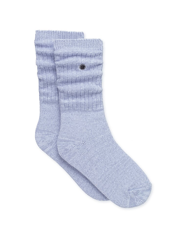 UGG® Rib Knit Slouchy Crew Sock, Icelandic Blue, onModelSide, 2 of 2
