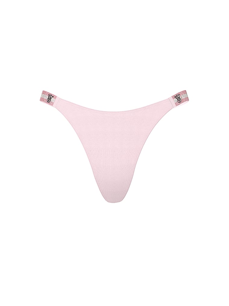 Victoria's Secret, Very Sexy Shine Strap Thong Panty, Pretty Blossom, offModelFront, 5 of 5