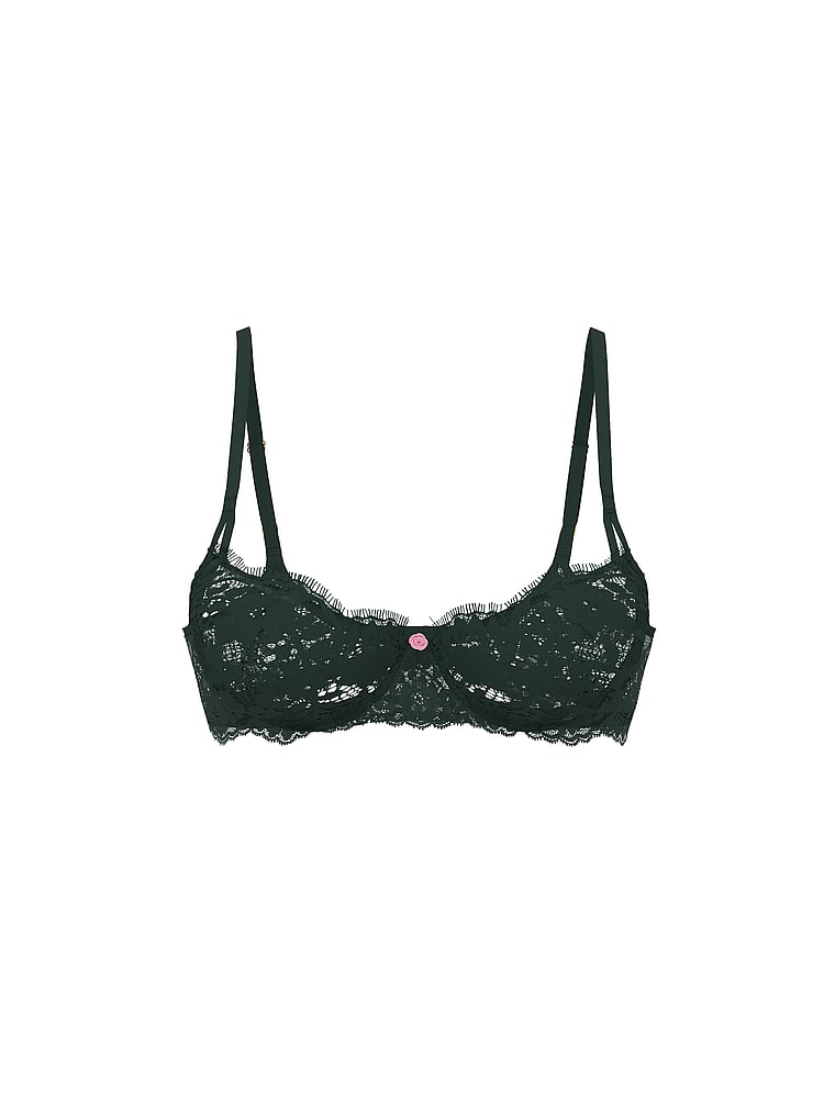 Victoria's Secret, Dream Angels Wicked Twinkle Lace Unlined Balconette Bra, Cilantro, offModelFront, 4 of 4