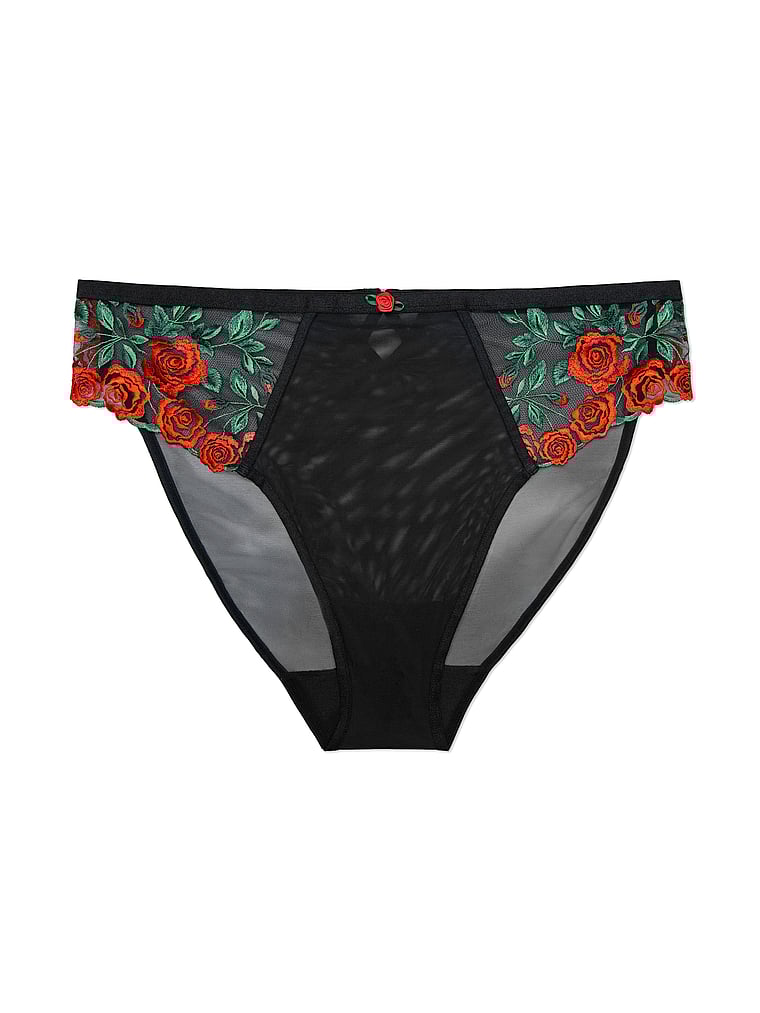 Victoria's Secret, Curvy Couture Lush Embroidery Strappy Back Brief, Rose Garden Embroidery, detail, 4 of 4