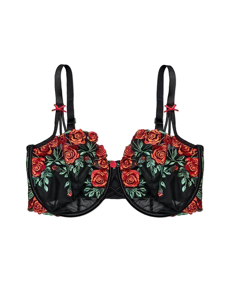 Lush Embroidery Unlined Full Coverage Balconette Bra
