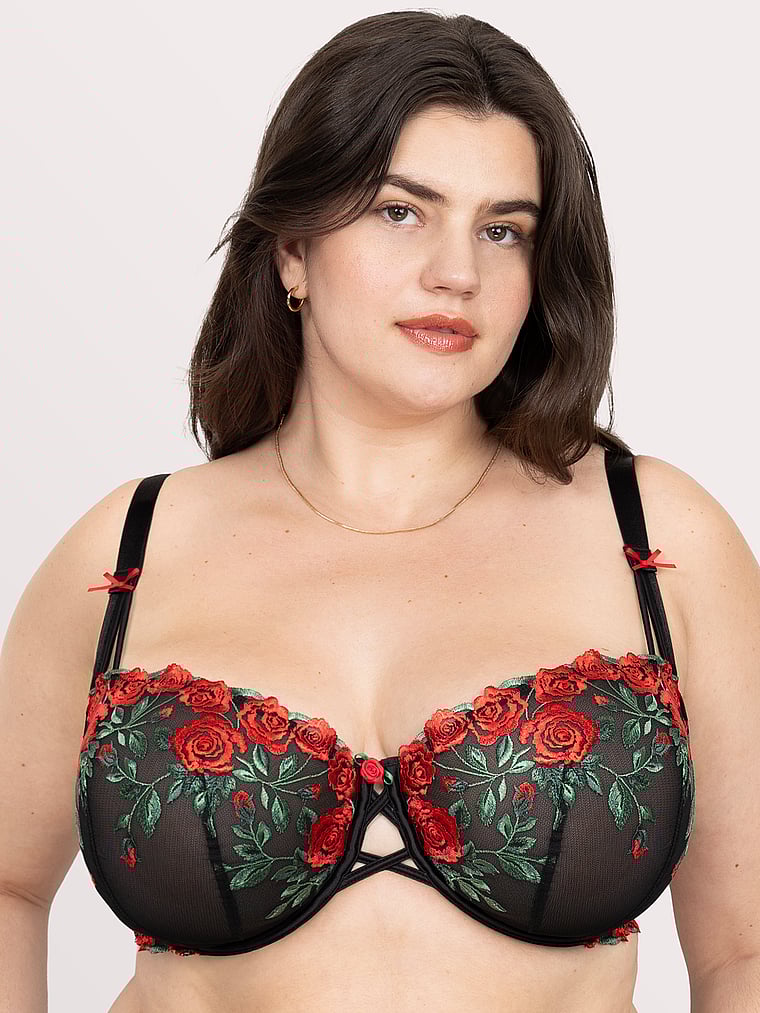 Lush Embroidery Unlined Full Coverage Balconette Bra