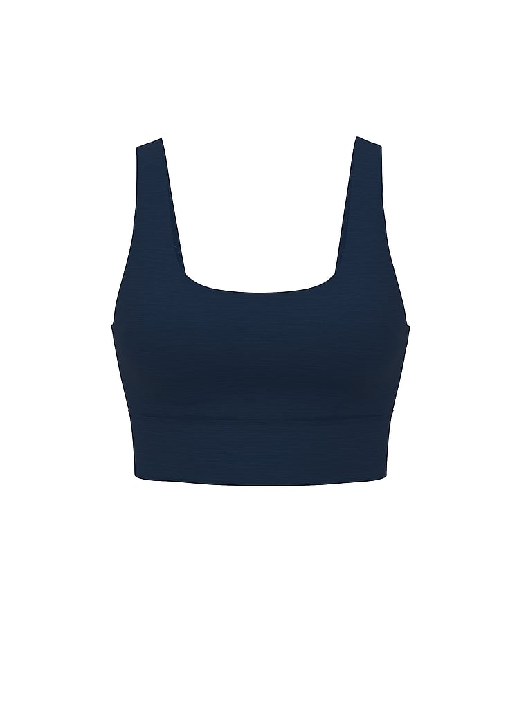 Victoria's Secret, VSX VSX LUXMarl™ Longline Sports Bra, Heather Impact Blue, offModelFront, 4 of 4