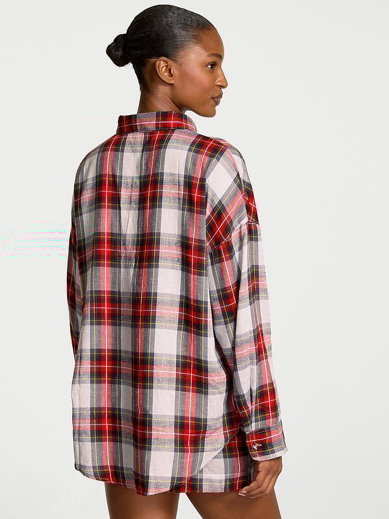 Victoria's Secret, Victoria's Secret Modal-Cotton Short Pajama Set, Tartan Plaid, onModelBack, 2 of 2 Tsheca is 5'9" or 175cm and wears S/Long