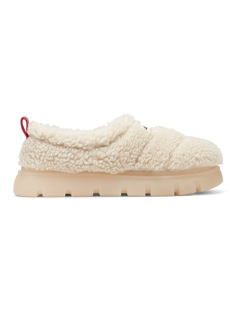 Hunter Madison Teddy Lug Sole Slide, Natural, onModelSide, 3 of 3