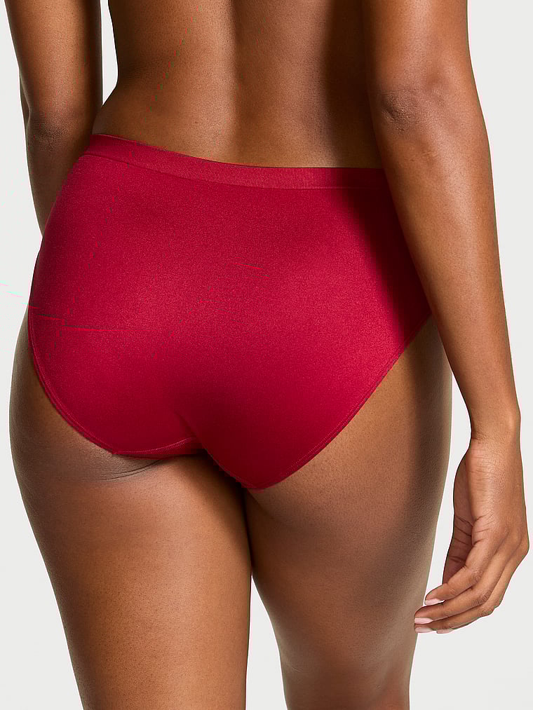 Victoria's Secret, Seamless Seamless Ribbon Slot High-Leg Brief Panty, Red Lacquer, onModelBack, 2 of 2 Tsheca is 5'9" and wears Small