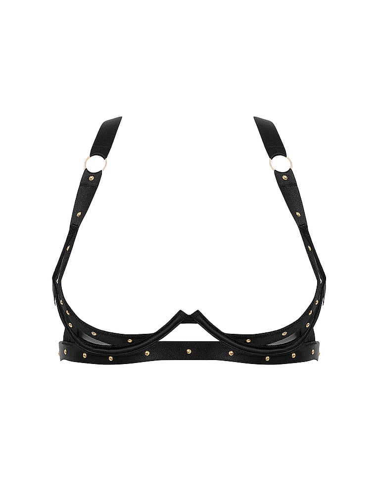 Victoria's Secret, BLUEBELLA Sana Open Wired Bra, Black, offModelFront, 3 of 4