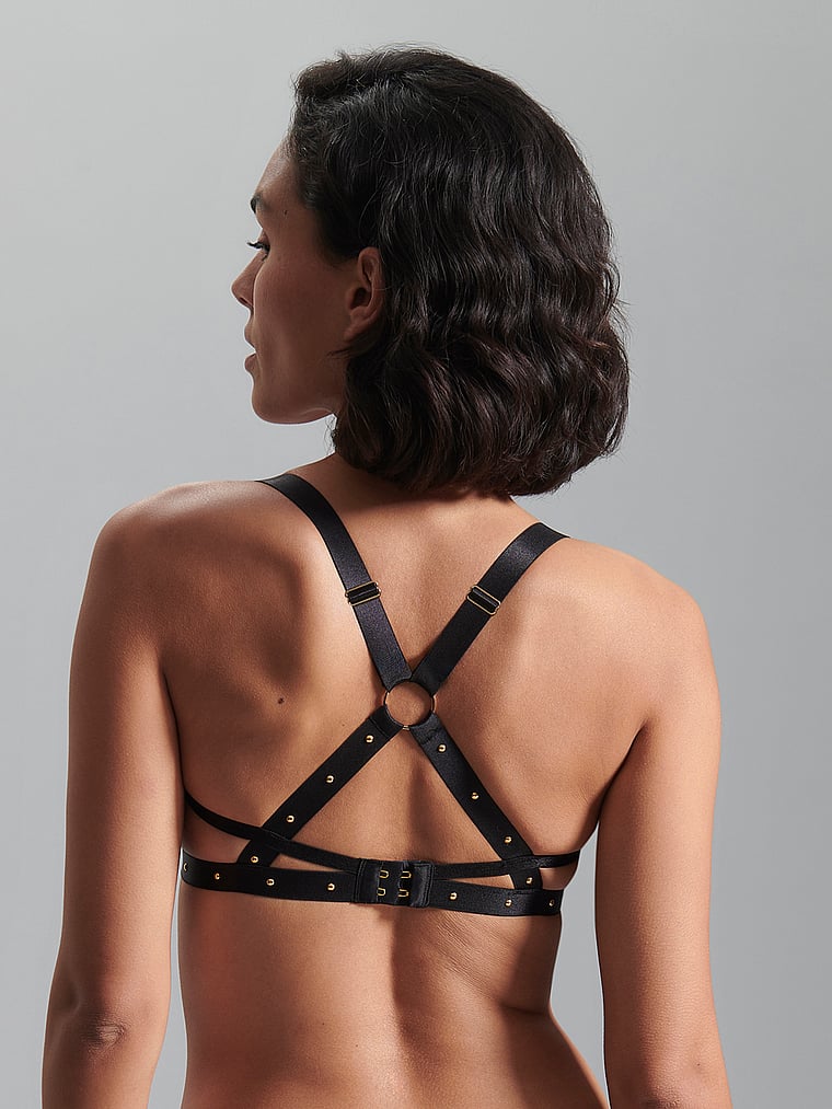 Victoria's Secret, BLUEBELLA Sana Open Wired Bra, Black, onModelBack, 2 of 4