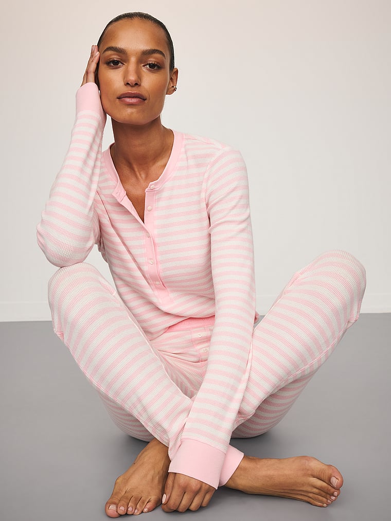 Soft Thermal Henley Long Pajama Set