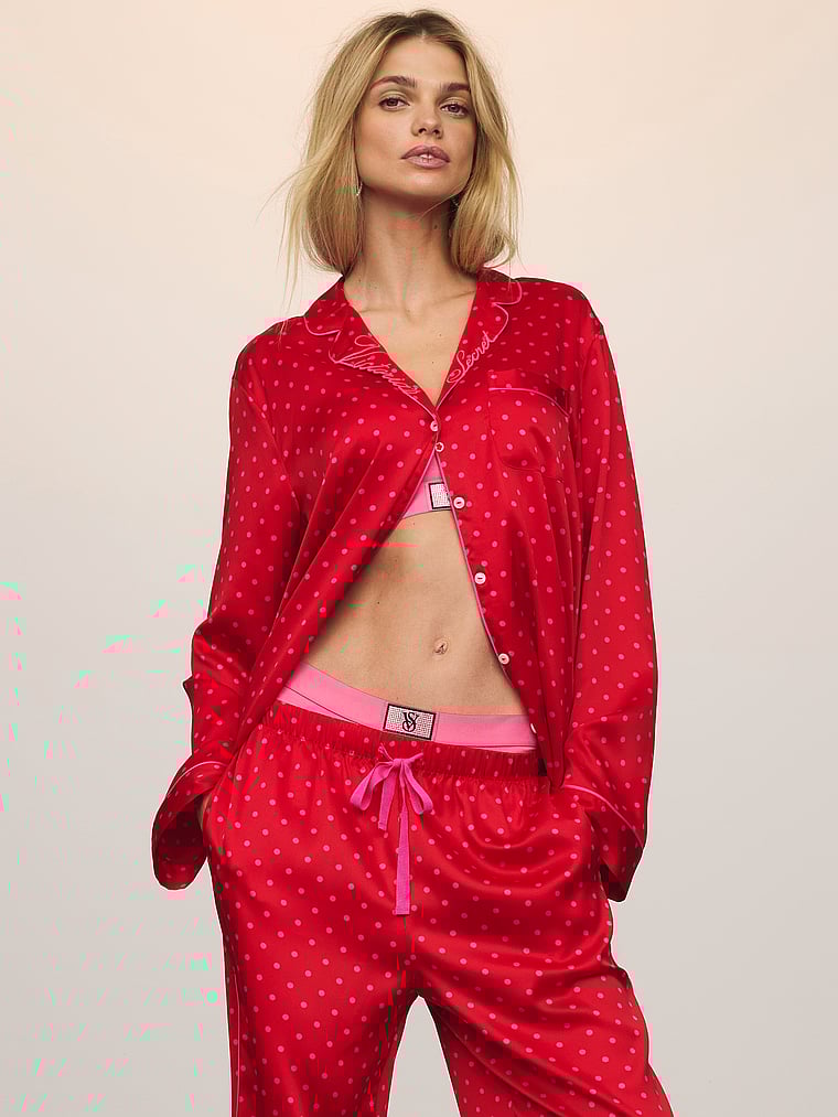 Butterfly Satin Long Pajama Set